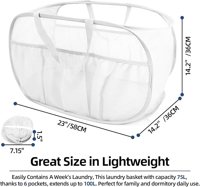 2 Pack Collapsible Laundry Baskets, Upgrade Pop Up Laundry Hamper - Image 4