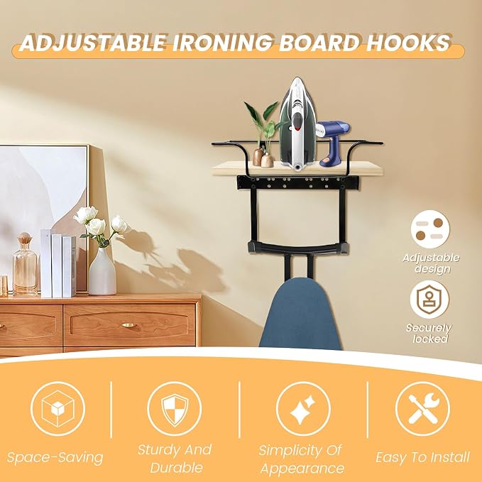 Iron Holder, Ironing Board Wall Hanger, Iron Board Hooks, Iron Holder Wall - Image 7