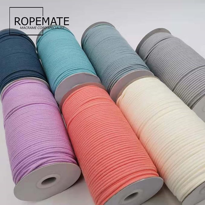 ROPEMATE 100% Cotton Macrame Cord, 3mmx110Yards Soft Braided Cotton String - Image 6