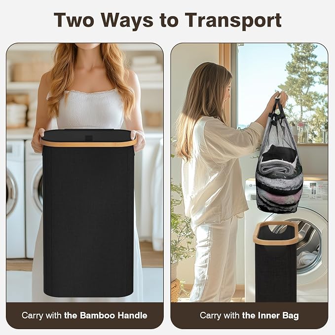 75L Slim Laundry Hamper with Lid, Dirty Clothes Hampers - Image 3