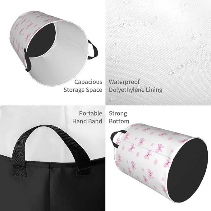Cute Pink Bow Laundry Basket - Image 3