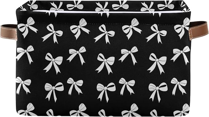 Wamika Black White Bow Storage Basket by Wamika