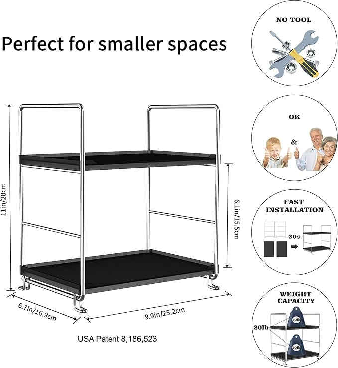 2-Tier Bathroom Organizer Countertop Storage Shelf, Vanity Tray Cosmetic - Image 2
