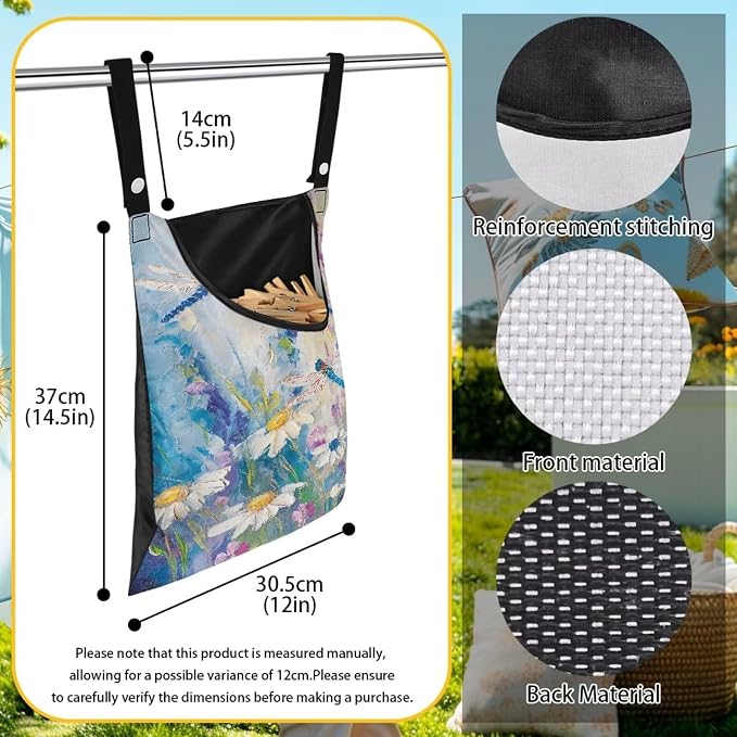Dragonfly Laundry Clothespin Hanging Bag Daisy Hanging Clothespin Bag - Image 7