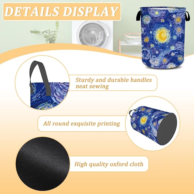 Starry Night Laundry Basket, Foldable Waterproof Oxford Cloth Laundry Hamper - Image 6