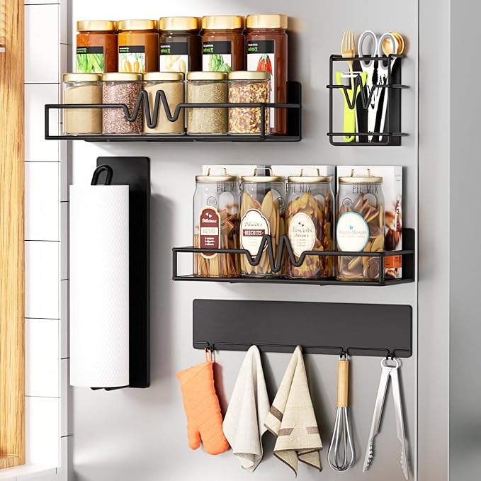 5-Pack Magnetic Spice Rack for Refrigerator, Heavy Duty Magnetic Shelf for by Ofiray-home