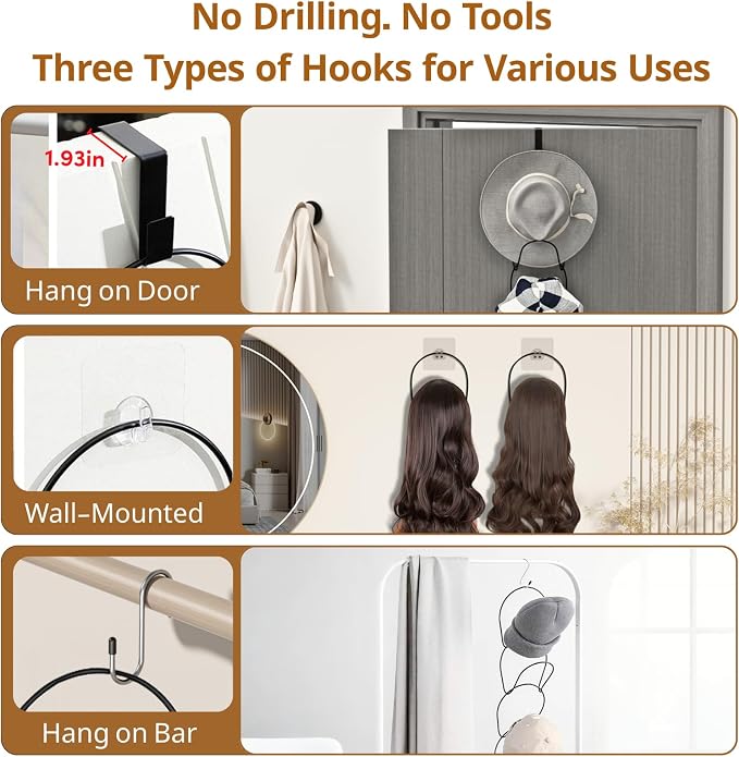LINFIDITE 10 Pack Hat Rack Hanger Holder Organizer Closet Hanging Baseball Cap - Image 4
