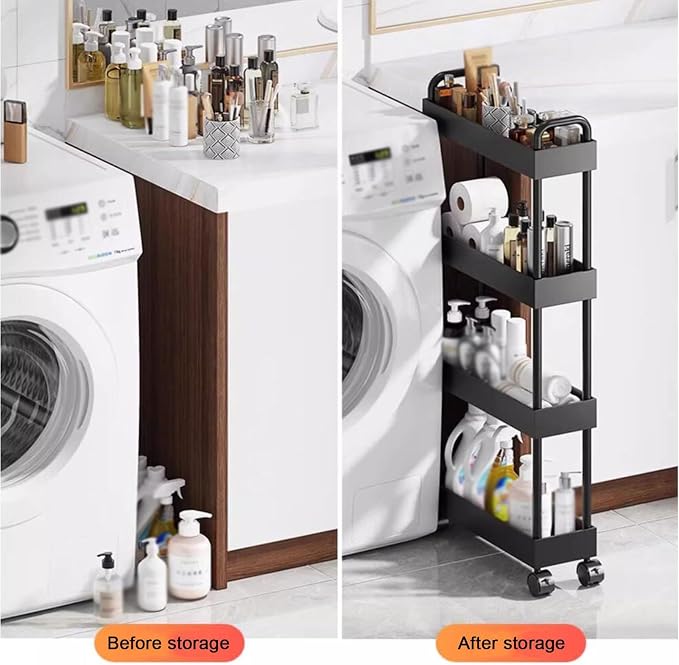 XPLKQXE Mobile Shelving Unit Organizer Trolley, Slim Rolling Storage Cart - Image 4