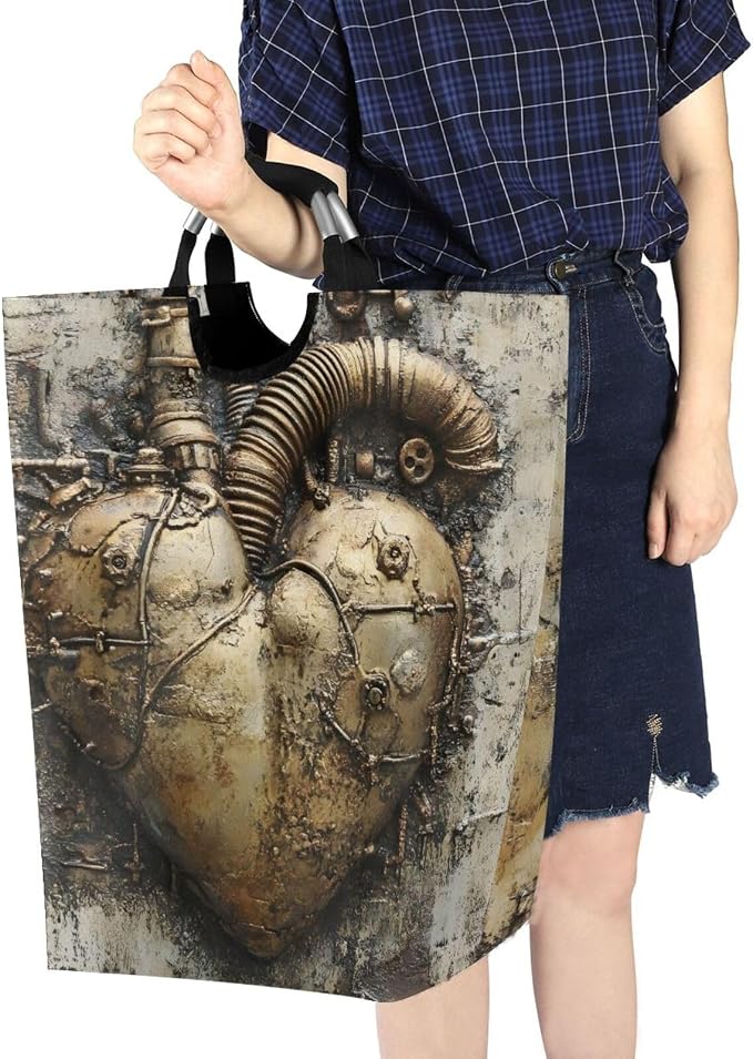 AIXIWAWA Steampunk Heart Laundry Baskets Hamper 1 Pack, Collapsible Clothes - Image 7