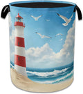Lighthouse On The Beach Laundry Basket, Foldable Oxford Cloth Laundry Hamper by Unknown