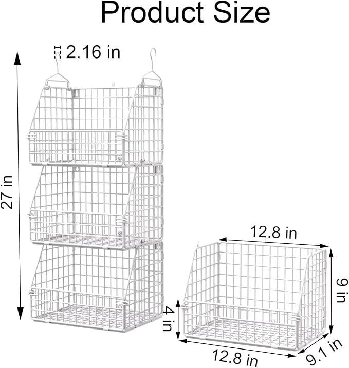 Hanging Closet Organizer and Storage, Clothes Hanging Shelves Wire Baskets - Image 3