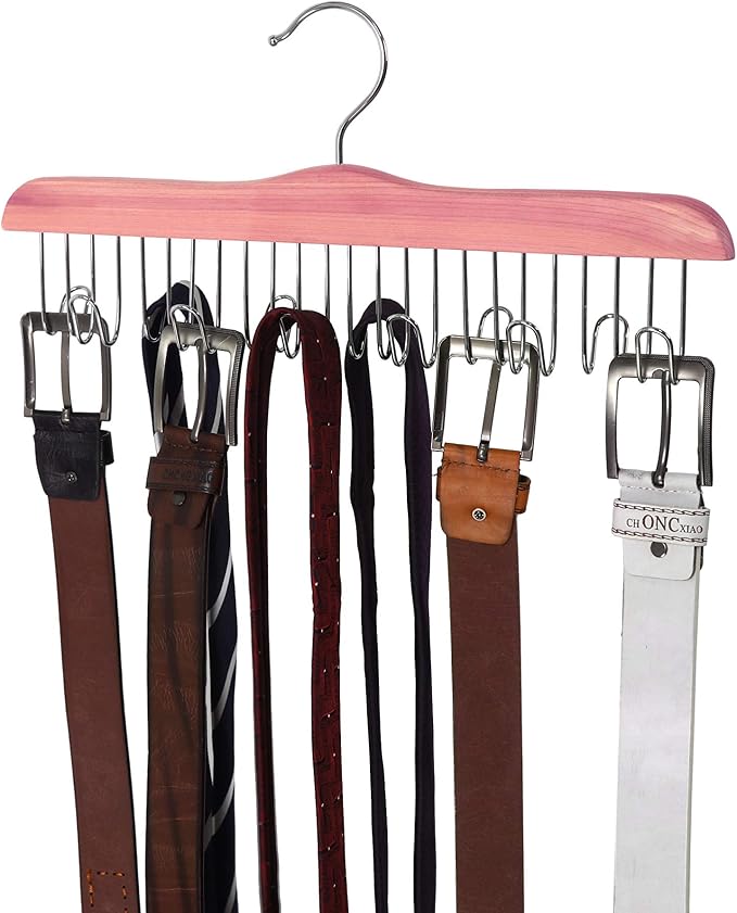 TOPIA HANGER American Red Cedar Wood Belt Hanger, Belt Organizer Rack - Image 6