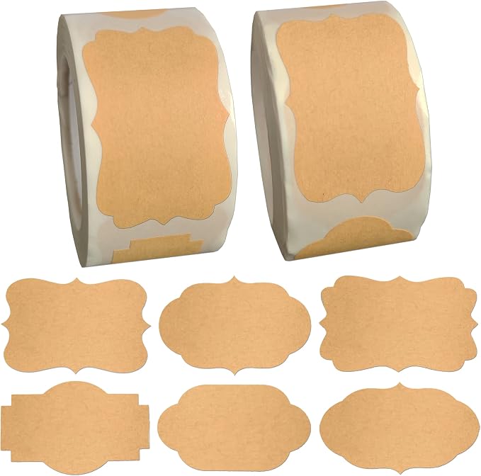 600pcs Kraft Gift Labels Stickers, Small Sticky Blank Labels by CAKOLINK