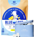 BLUELAND 100% Plastic-Free Dishwasher Detergent Tablets, Starter Set, Lemon Zest by BLUELAND