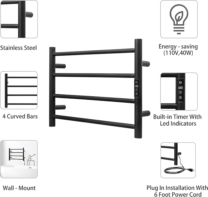 KEG Smart WiFi Towel Warmer Wall Mounted - Image 4