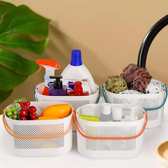 AVLA 4 Pack Portable Shower Caddy Basket, Plastic Storage Baskets - Image 6