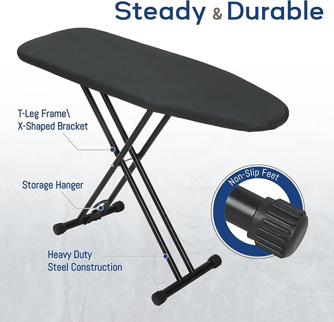 Ironing Board 43x13 with Iron Rest, RAINHOL Compact Iron Board Full Size with - Image 4