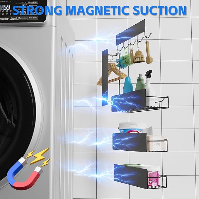 Magnetic Shelves for Washing Machine, 5 Pack Heavy Duty Laundry Shelf Organizer - Image 3