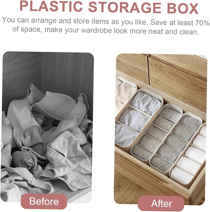 2pcs Socks Container Storage Box Sections Plastic Stackable Drawer Organizer - Image 7