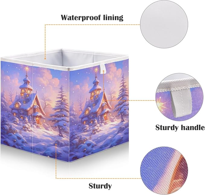 senya Large Storage Bins Purple Hut Collapsible Foldable Storage Cubes Fabric - Image 4