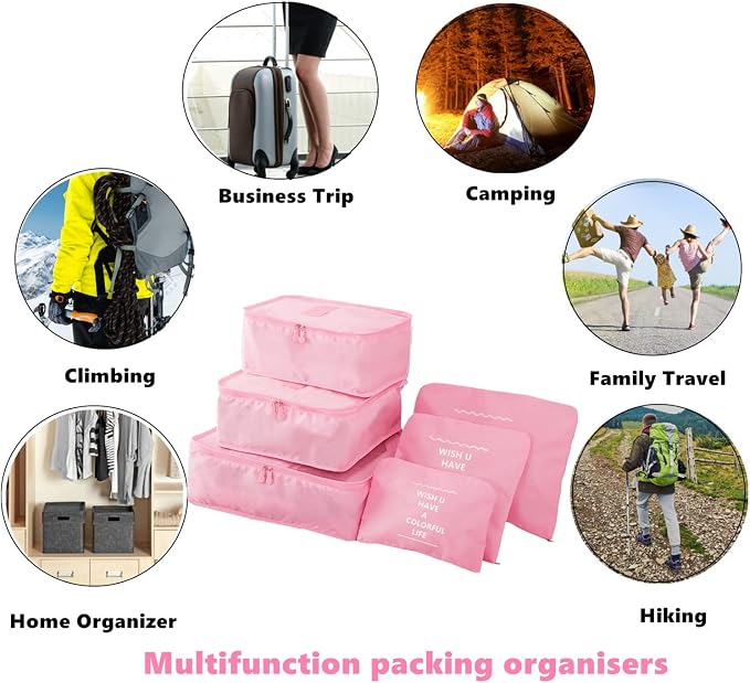 6 Pack Packing Cubes for Suitcases, Luggage Organizer, Travel Bag Organizer - Image 6