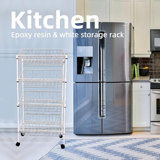NSF white 4-layer storage rack, kitchen basket rack, vegetable tableware sorting - Image 7