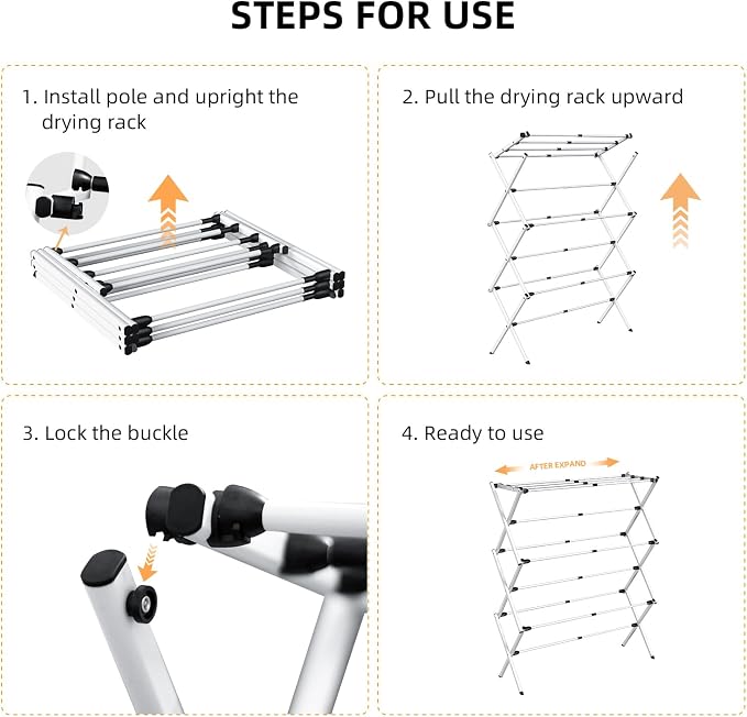 Foldable Clothes Drying Rack, Collapsible Laundry Drying Rack - Image 7