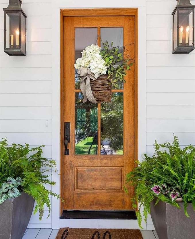 Door Hanger Basket Wreath, Spring Summer Wreaths - Image 2