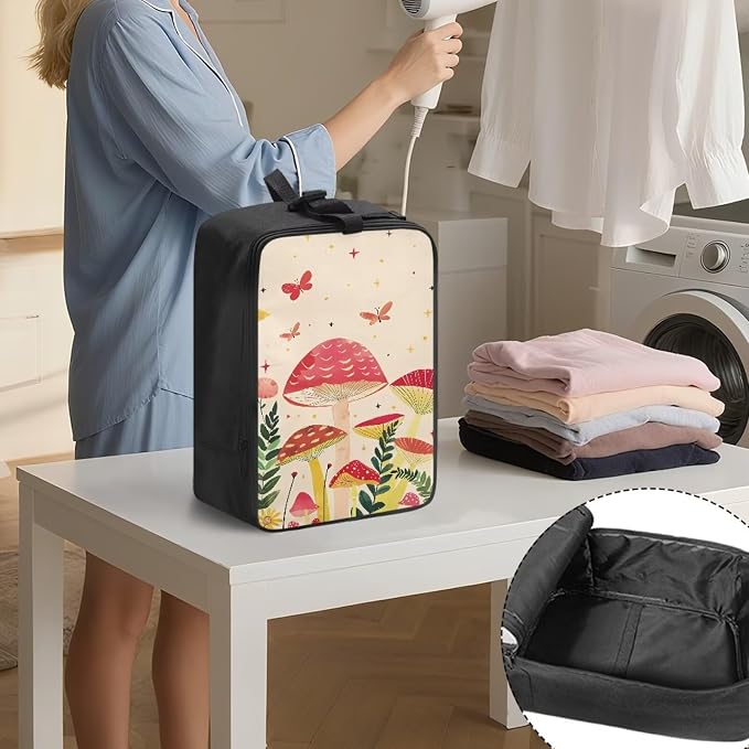 Steam Iron Storage Bag Red Mushroom Zippered Handheld Steamer Case Universal Fit - Image 3
