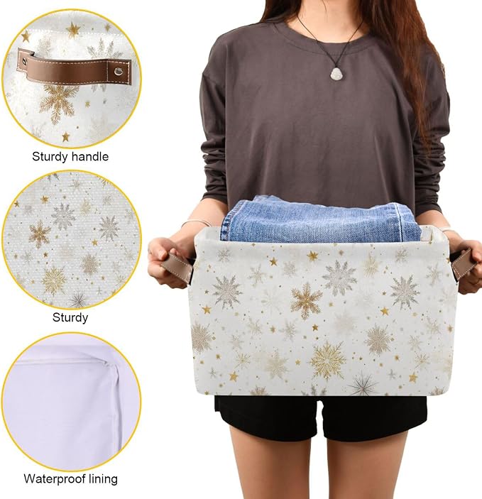 Winter Snowflake White Storage Basket - Image 5