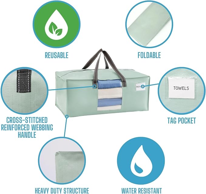 VENO 8 Pack Heavy Duty Moving Bags, Christmas Storage Bins - Image 7
