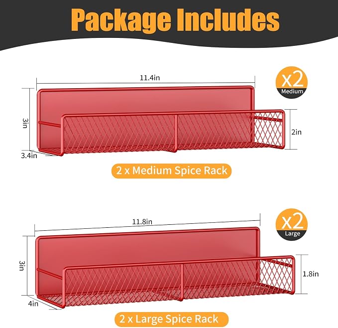 Magnetic Spice Rack for Refrigerator, 4 Pack 100% Metal Strong Magnet Fridge - Image 2