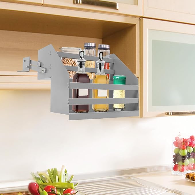 2-Tier Cabinet Pull Down Organizer, Buffer Lifting Design Large Capacity - Image 6