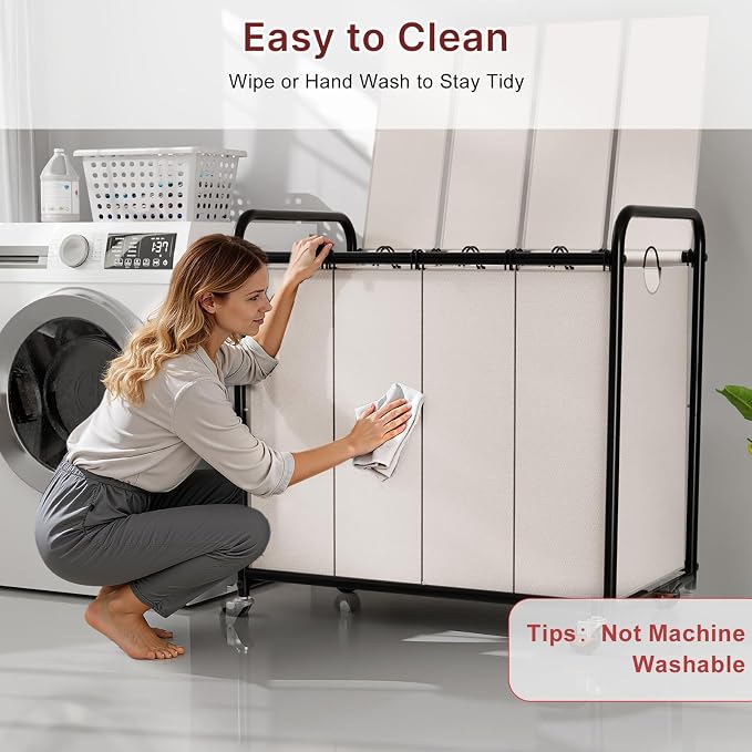 4-Compartment Laundry Cart - Image 8