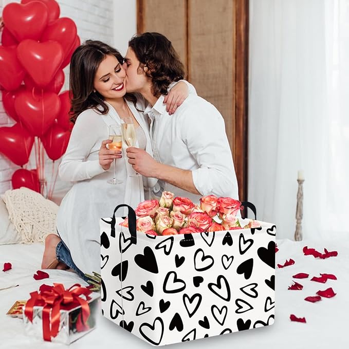 Rectangular Valentines Day Gift Basket Empty, Heart Gift basket Organizer Bins - Image 3