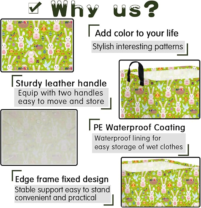 FXOLCSHE Rectangular Easter basket, Easter basket empty, Kids Toy Storage Basket - Image 6