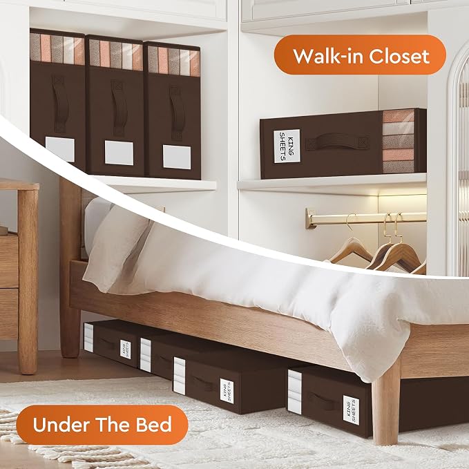 6 Pack Bed Sheet Closet Organizers and Storage, Sturdy Foldable Storage - Image 6