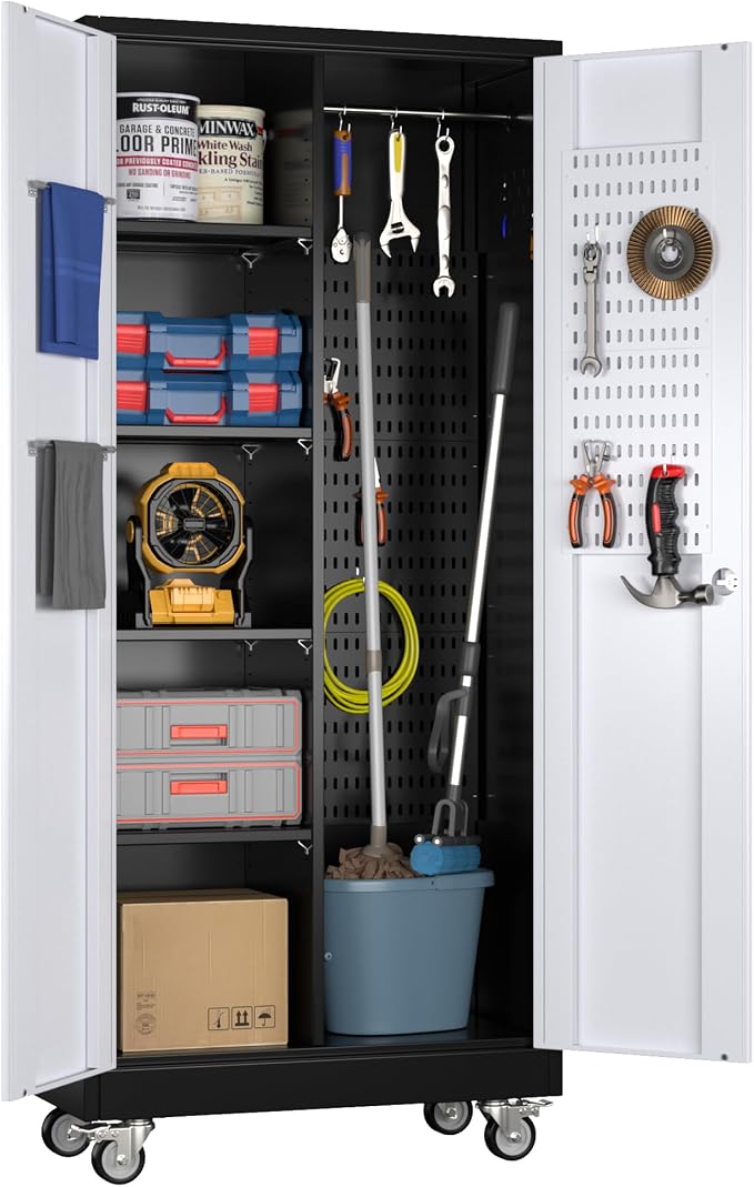 Metal Broom Closet Storage Cabinet, Garage Storage Cabinet by GANGMEIMENTALSTORAGECABINET