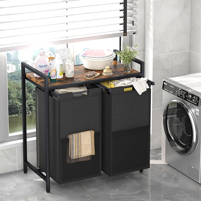Laundry Hamper, double Laundry Basket, Laundry Sorter - Image 2