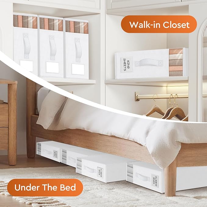 6 Pack Bed Sheet Closet Organizers and Storage, Sturdy Foldable Storage - Image 6