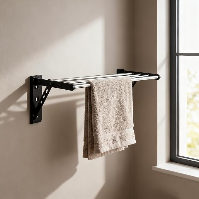 NEWRAIN Clothes Drying Rack, Wall Mounted Laundry Drying Rack Clothing - Image 3