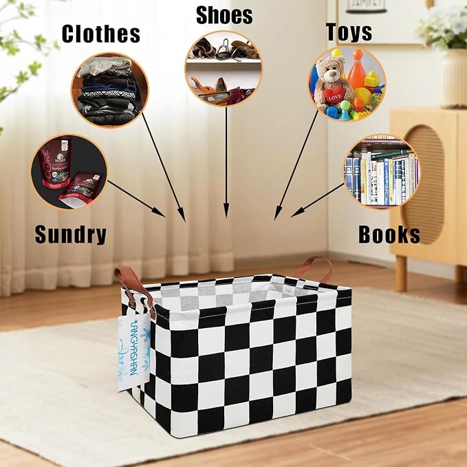 LANGYASHAN Rectangular Storage Bin Collapse Canvas Fabric Cartoon Storage Basket - Image 4