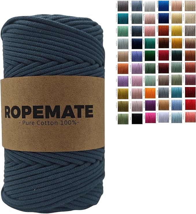 ROPEMATE 100% Cotton Macrame Cord, 3mmx110Yards Soft Braided Cotton String by ROPMEATE