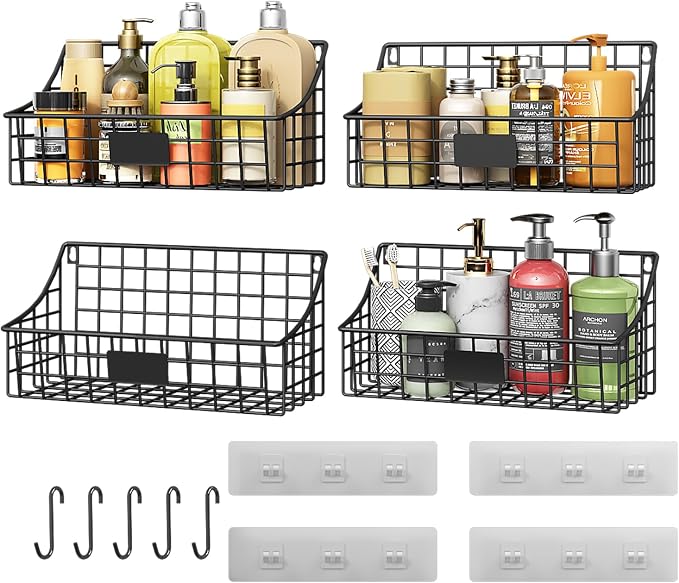 Hanging Wall Wire Basket-4Pack, Large Metal Organizer Baskets & Bathroom Shower by Sonyabecca