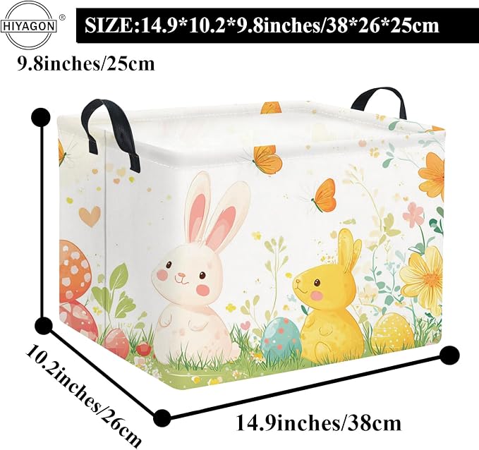 HIYAGON Rectangular Easter Gift Basket Kids Storage Basket - Image 6