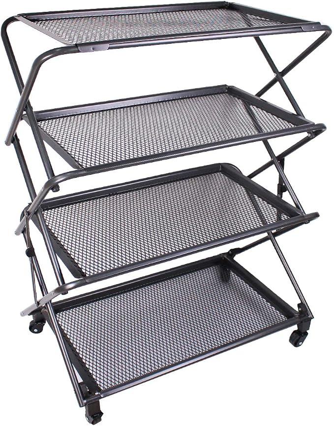 4-Tier Folding Portable Durable Steel Kitchen Shelf, Extra Storage, Kitchen - Image 5