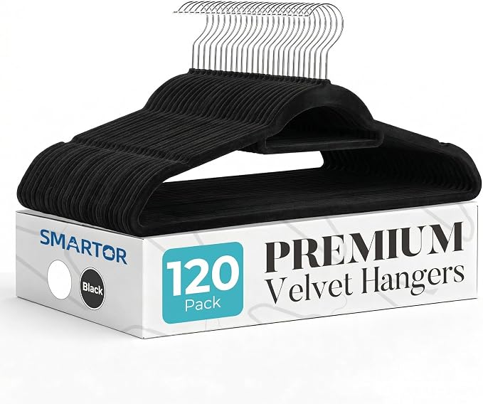 Smartor Velvet Hangers 120 Pack, Non Slip Clothes Hangers by Smartor