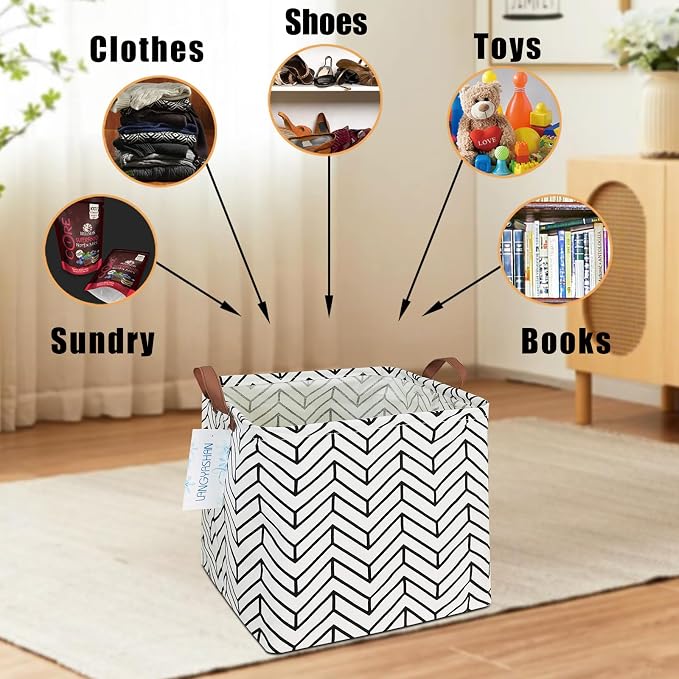 LANGYASHAN Square Storage Baskets Waterproof Canvas Children Laundry Nursery - Image 3