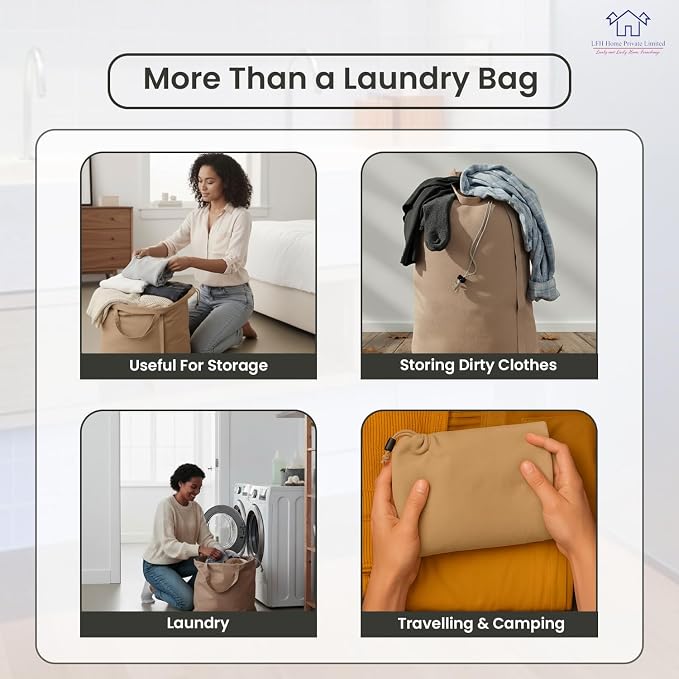 LFH Home Cotton Canvas Large Laundry Bag - Image 6