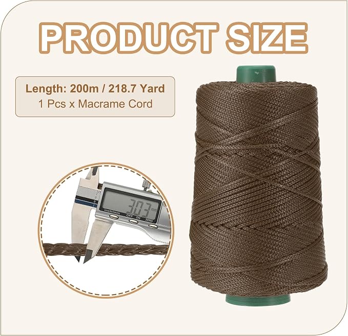 YELARXI Polyester Macrame Cord, 3mm x 219 Yards Polypropylene Macrame Cords - Image 2